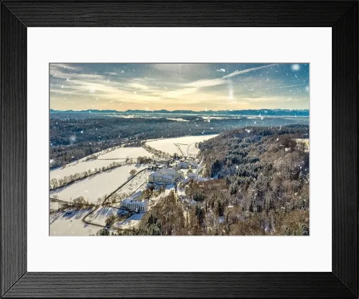 Framed Print : Winter view at a traditinal monastery as a tourism hotspot in bavaria at snowy conditions captured by a drone with