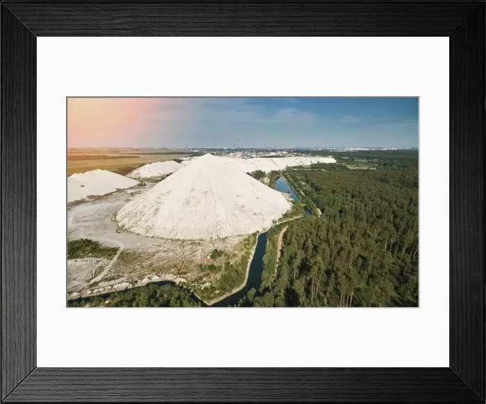 Framed Print : Environmental problem theme in big city aerial drone view Framed Print : Environmental problem theme in big city aerial drone view
