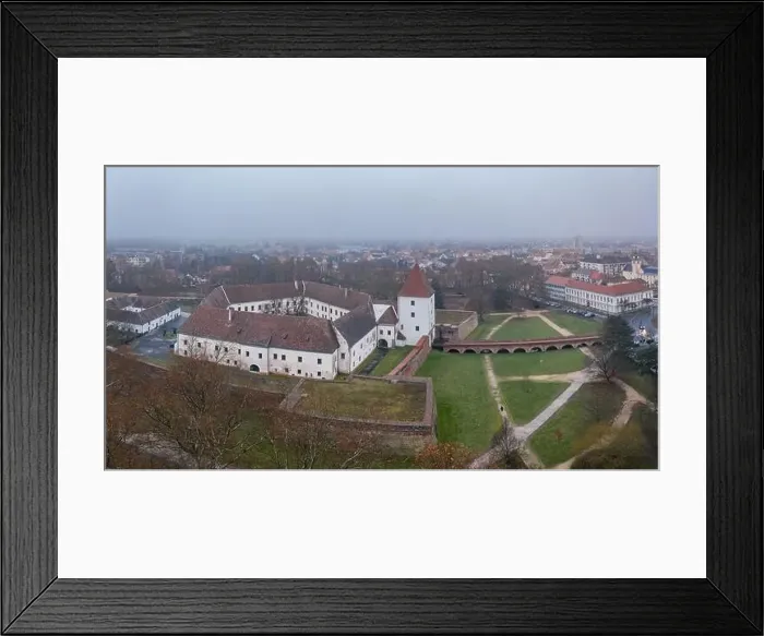 Framed Print : Aerial photo of Sarvar, Nadasdy castle in winter