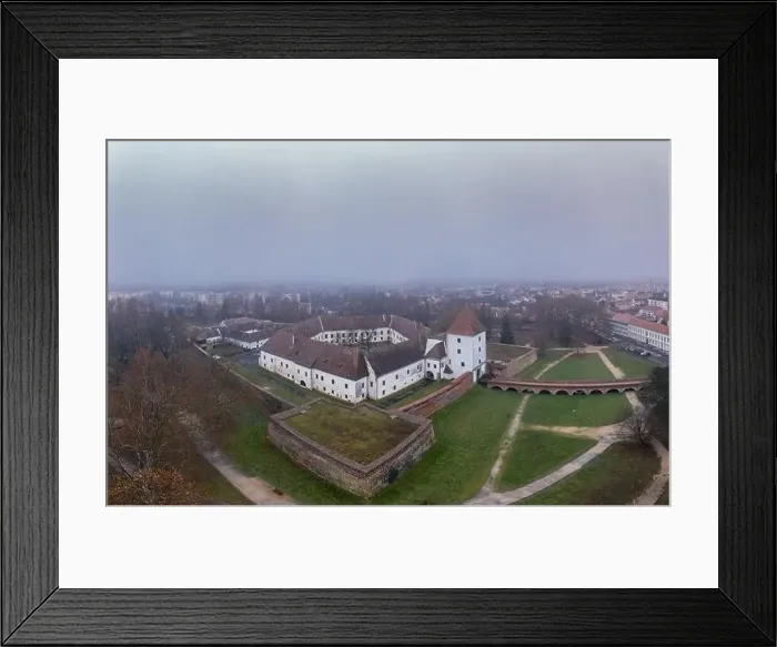 Framed Print : Aerial photo of Sarvar, Nadasdy castle in winter Framed Print : Aerial photo of Sarvar, Nadasdy castle in winter