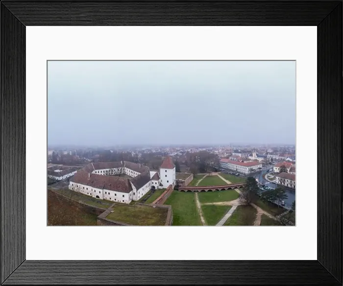 Framed Print : Aerial photo of Sarvar, Nadasdy castle in winter Framed Print : Aerial photo of Sarvar, Nadasdy castle in winter