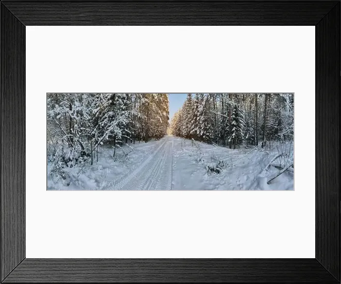 Framed Print : photo from a flying drone, a small planet and a winter landscape, pines and spruces are covered with snow Framed Print : photo from a flying drone, a small planet and a winter landscape, pines and spruces are covered with snow