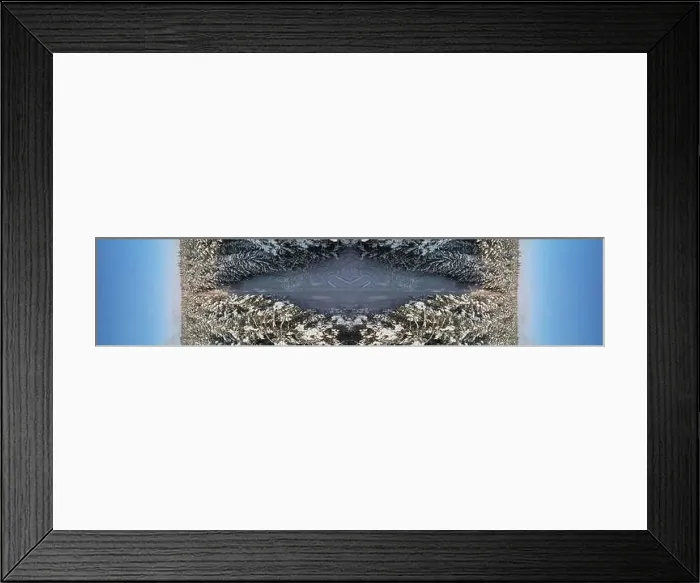 Framed Print : photo from a flying drone, a small planet and a winter landscape, pines and spruces are covered with snow Framed Print : photo from a flying drone, a small planet and a winter landscape, pines and spruces are covered with snow
