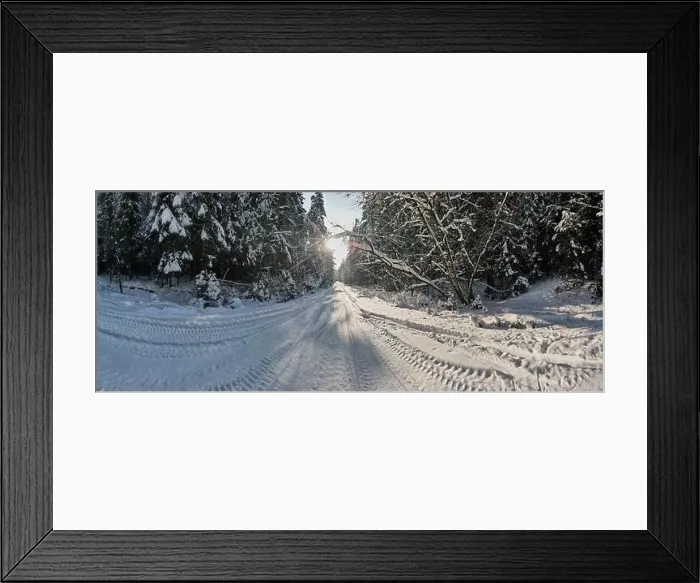 Framed Print : photo from a flying drone, a small planet and a winter landscape, pines and spruces are covered with snow Framed Print : photo from a flying drone, a small planet and a winter landscape, pines and spruces are covered with snow