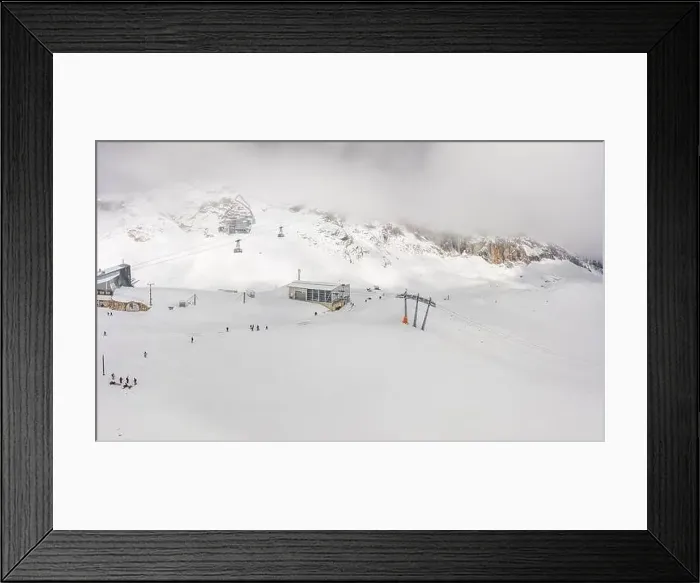 Framed Print : Aerial drone snow view of Cable car station at Zugspitze top of Germany Framed Print : Aerial drone snow view of Cable car station at Zugspitze top of Germany