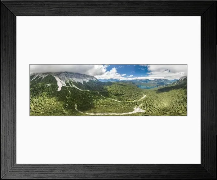 Framed Print : 360 panorma view of Eibsee Lake with heavy fog Zugspitze in Germany Framed Print : 360 panorma view of Eibsee Lake with heavy fog Zugspitze in Germany
