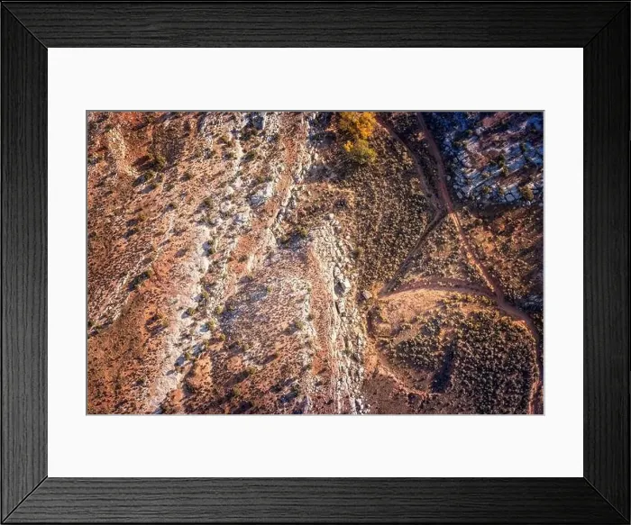 Framed Print : Triangle in the sand. Aerial view on the geological structures around the Arches National Park Framed Print : Triangle in the sand. Aerial view on the geological structures around the Arches National Park