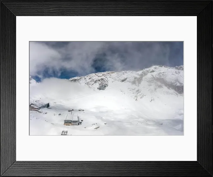 Framed Print : Aerial drone snow view of Cable car station at Zugspitze top of Germany Framed Print : Aerial drone snow view of Cable car station at Zugspitze top of Germany