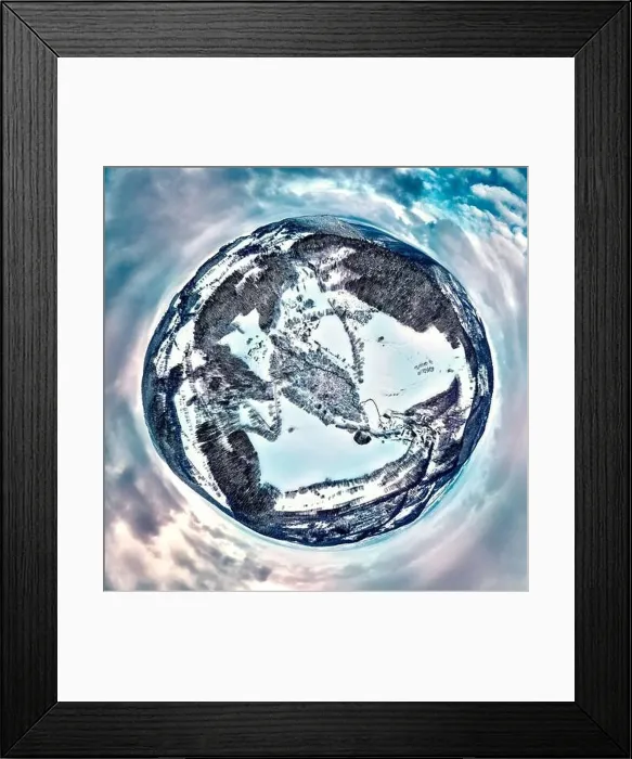 Framed Print : Beautiful panoramic aerial drone view on a winter landscape in the Stolowe mountains during a snowfall Framed Print : Beautiful panoramic aerial drone view on a winter landscape in the Stolowe mountains during a snowfall