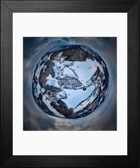 Framed Print : Beautiful panoramic aerial drone view on a winter landscape in the Stolowe mountains during a snowfall Framed Print : Beautiful panoramic aerial drone view on a winter landscape in the Stolowe mountains during a snowfall