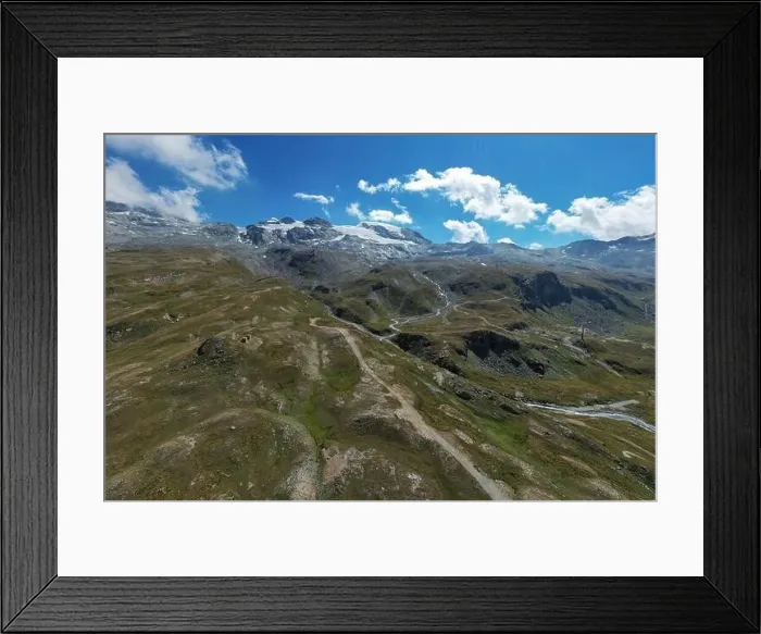 Framed Print : Aerial view of Mont Breithorn, Monte Rosa massif from Plan Maison, Cervinia, Italy Framed Print : Aerial view of Mont Breithorn, Monte Rosa massif from Plan Maison, Cervinia, Italy