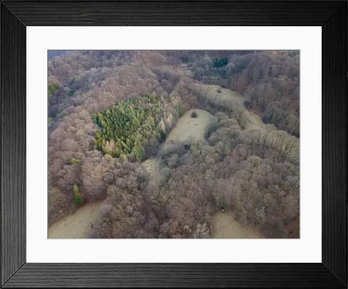Framed Print : nice aerial drone image of the Vienna Woods in January in the afternoon Framed Print : nice aerial drone image of the Vienna Woods in January in the afternoon