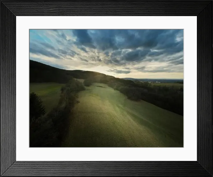 Framed Print : nice aerial drone image of the Vienna Woods in January in the afternoon Framed Print : nice aerial drone image of the Vienna Woods in January in the afternoon