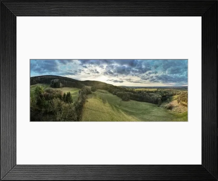 Framed Print : nice aerial drone image of the Vienna Woods in January in the afternoon Framed Print : nice aerial drone image of the Vienna Woods in January in the afternoon