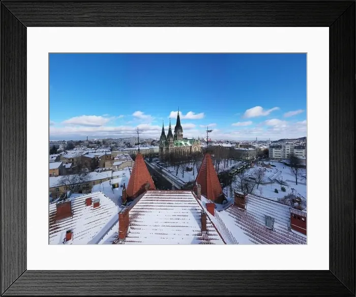 Framed Print : Lviv, Ukraine - January 29, 2021: Aerial veiw on Elizabeth church in Lviv, Ukraine from drone Framed Print : Lviv, Ukraine - January 29, 2021: Aerial veiw on Elizabeth church in Lviv, Ukraine from drone
