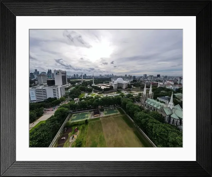 Framed Print : Aerial view of Jakarta cathedral and Istiqlal Mosque Framed Print : Aerial view of Jakarta cathedral and Istiqlal Mosque