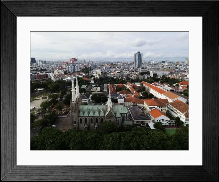 Framed Print : Aerial view of Jakarta cathedral Framed Print : Aerial view of Jakarta cathedral