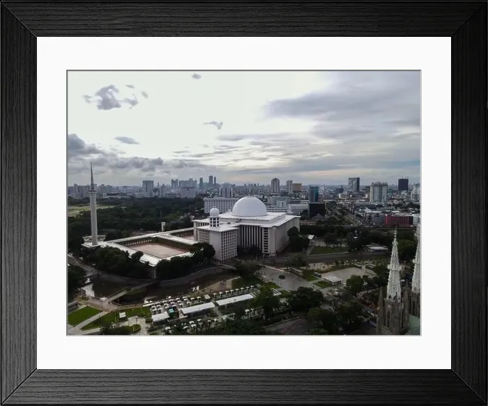 Framed Print : Aerial view of Istiqlal Mosque