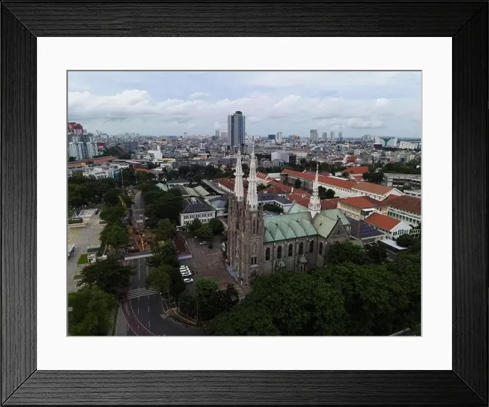 Framed Print : Aerial view of Jakarta cathedral Framed Print : Aerial view of Jakarta cathedral