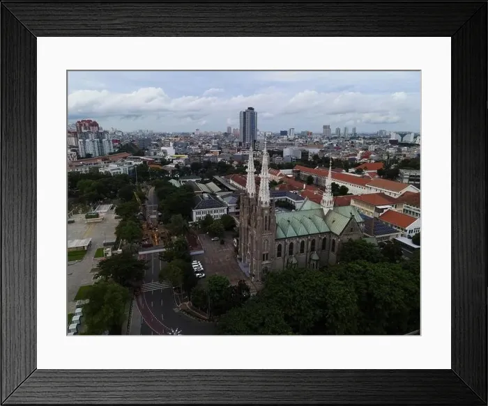 Framed Print : Aerial view of Jakarta cathedral Framed Print : Aerial view of Jakarta cathedral
