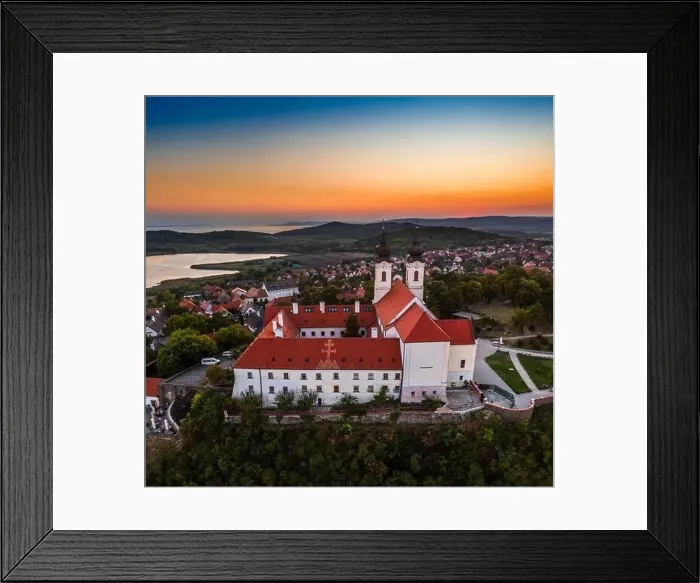 Framed Print : Tihany, Hungary - Aerial view of the famous Benedictine Monastery of Tihany (Tihany Abbey) Framed Print : Tihany, Hungary - Aerial view of the famous Benedictine Monastery of Tihany (Tihany Abbey)