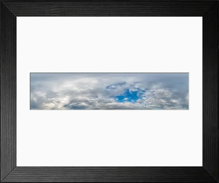 Framed Print : Blue sky with Cumulus clouds Seamless panorama in spherical equirectangular format Framed Print : Blue sky with Cumulus clouds Seamless panorama in spherical equirectangular format