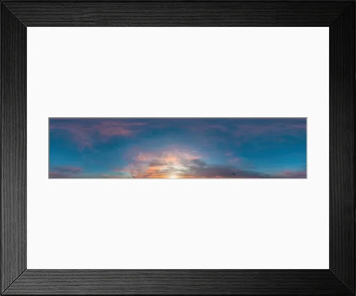 Framed Print : Sky panorama on sunrise with Stratocumulus clouds in Seamless spherical equirectangular format as full zenith for use Framed Print : Sky panorama on sunrise with Stratocumulus clouds in Seamless spherical equirectangular format as full zenith for use