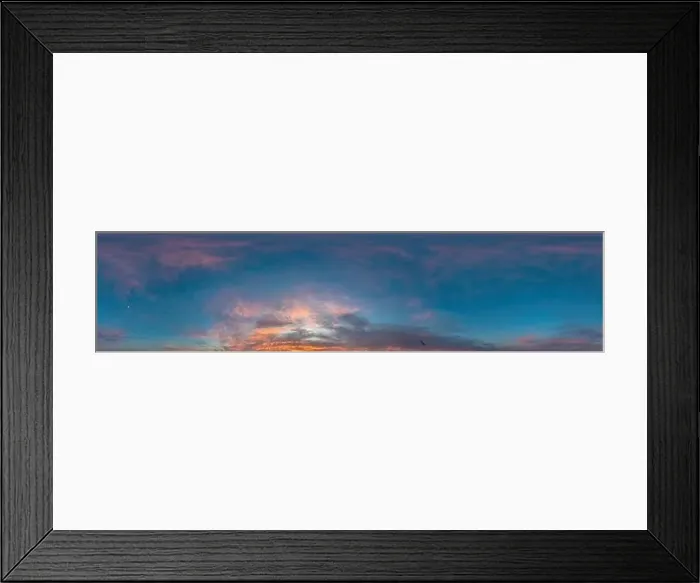 Framed Print : Sky panorama on sunrise with Stratocumulus clouds in Seamless spherical equirectangular format as full zenith for use Framed Print : Sky panorama on sunrise with Stratocumulus clouds in Seamless spherical equirectangular format as full zenith for use