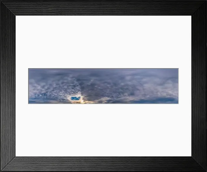 Framed Print : Sunset sky panorama with Stratocumulus clouds in Seamless spherical equirectangular format Framed Print : Sunset sky panorama with Stratocumulus clouds in Seamless spherical equirectangular format
