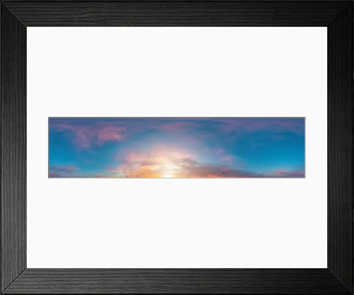Framed Print : Sky panorama on sunset with Stratocumulus clouds in Seamless spherical equirectangular format as full zenith for use in Framed Print : Sky panorama on sunset with Stratocumulus clouds in Seamless spherical equirectangular format as full zenith for use in