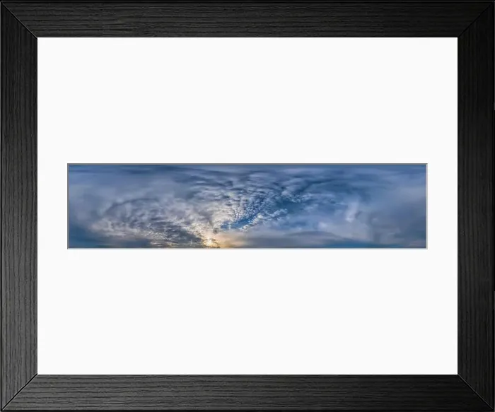 Framed Print : Sunset sky panorama with Stratocumulus clouds in Seamless spherical equirectangular format Framed Print : Sunset sky panorama with Stratocumulus clouds in Seamless spherical equirectangular format