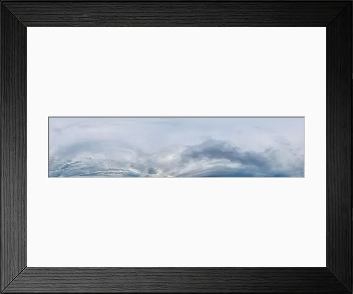 Framed Print : Sky panorama on overcast rainy day with Nimbostratus clouds in seamless spherical equirectangular format Framed Print : Sky panorama on overcast rainy day with Nimbostratus clouds in seamless spherical equirectangular format