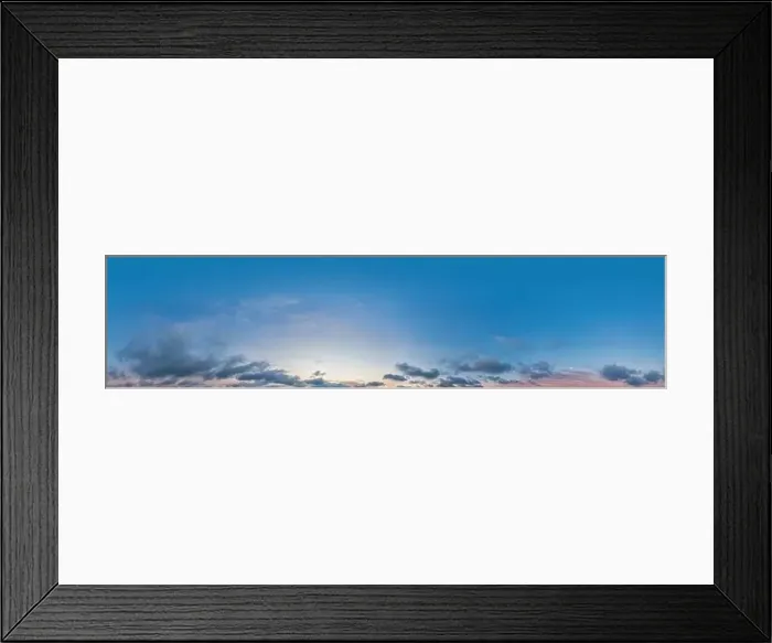 Framed Print : Sky panorama on sunrise with Stratocumulus clouds in Seamless spherical equirectangular format as full zenith for use Framed Print : Sky panorama on sunrise with Stratocumulus clouds in Seamless spherical equirectangular format as full zenith for use