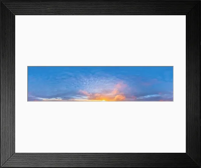 Framed Print : Dark blue sunset sky with Cumulus clouds