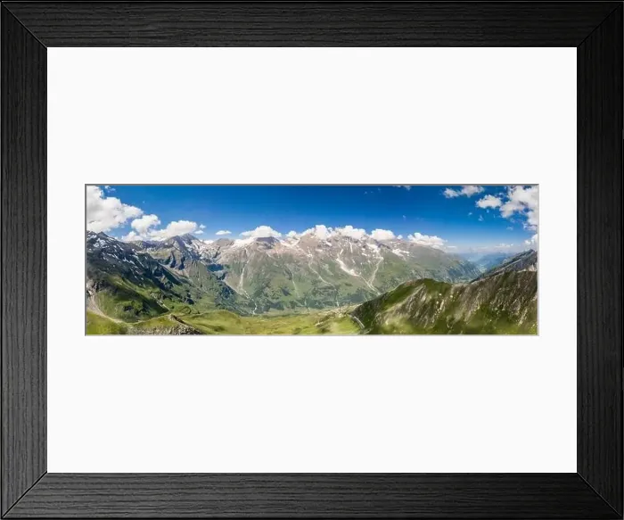 Framed Print : Aerial panoramic view of serpentine Taxenbacher Fusch high alpine road in Grossglockner in Austria