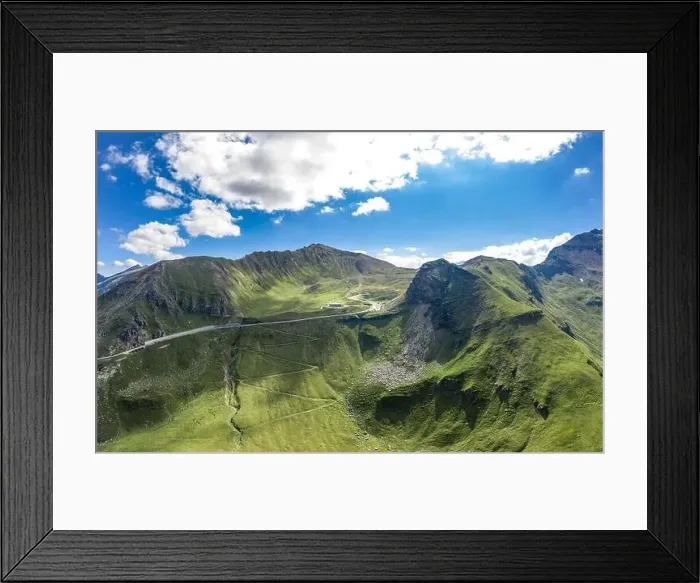 Framed Print : Aerial view of Grossglockner serpentine Taxenbacher Fusch high alpine road uphill in Austria Framed Print : Aerial view of Grossglockner serpentine Taxenbacher Fusch high alpine road uphill in Austria