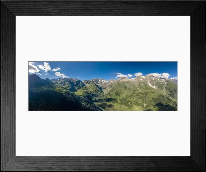 Framed Print : Panoramic aerial view of Grossglockner valley along Taxenbacher Fusch high alpine road in Austria Tirol Framed Print : Panoramic aerial view of Grossglockner valley along Taxenbacher Fusch high alpine road in Austria Tirol