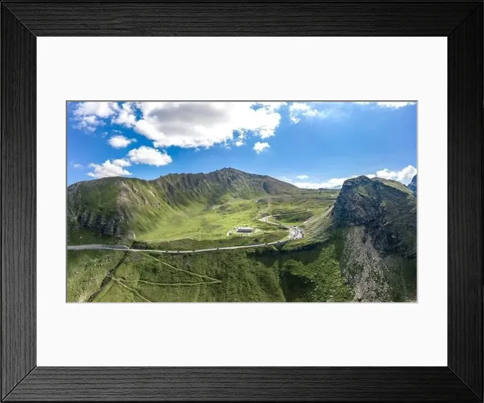 Framed Print : Aerial view of Grossglockner serpentine Taxenbacher Fusch high alpine road uphill in Austria Framed Print : Aerial view of Grossglockner serpentine Taxenbacher Fusch high alpine road uphill in Austria