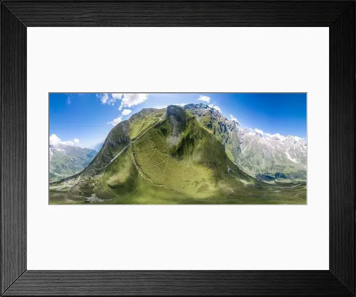 Framed Print : 360 Panoramic aerial view of Grossglockner mountain along Taxenbacher Fusch high alpine road in Austria Tirol Framed Print : 360 Panoramic aerial view of Grossglockner mountain along Taxenbacher Fusch high alpine road in Austria Tirol