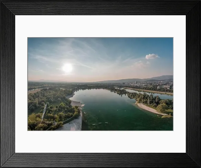 Framed Print : Aerial drone shot of Jarun lake in southeast Zagreb in Croatia summer Framed Print : Aerial drone shot of Jarun lake in southeast Zagreb in Croatia summer