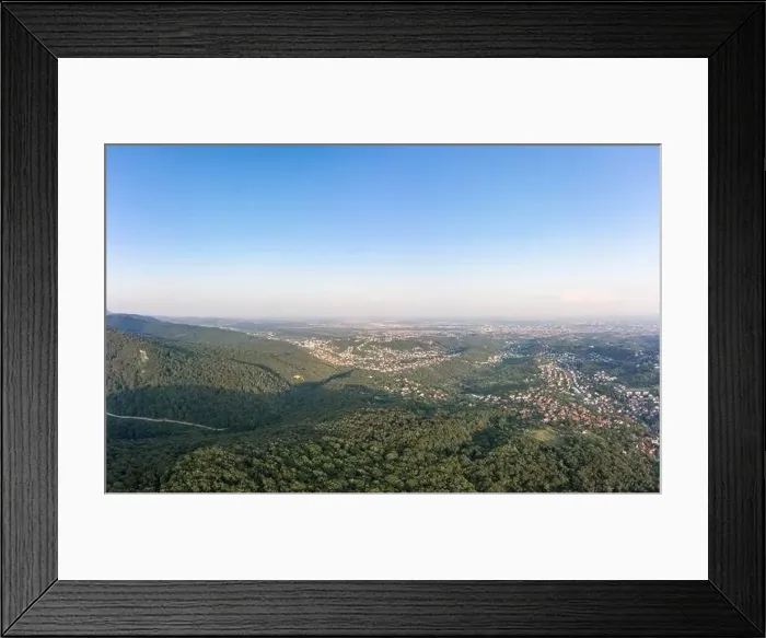 Framed Print : Aerial panoramic drone view of Zagreb upper town near Medvednica mountain Framed Print : Aerial panoramic drone view of Zagreb upper town near Medvednica mountain
