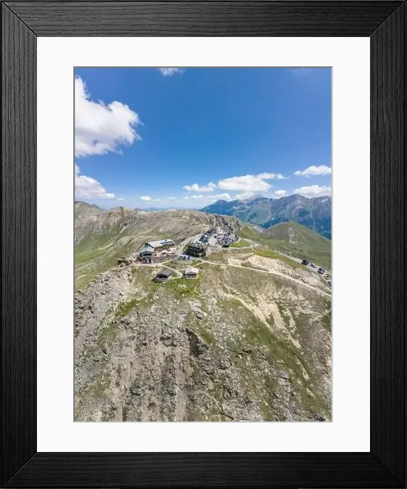 Framed Print : Grossglockner, Austria - Aug 8, 2020: Aerial panoramic view of Edelweissspitze view point in sunny summer Framed Print : Grossglockner, Austria - Aug 8, 2020: Aerial panoramic view of Edelweissspitze view point in sunny summer