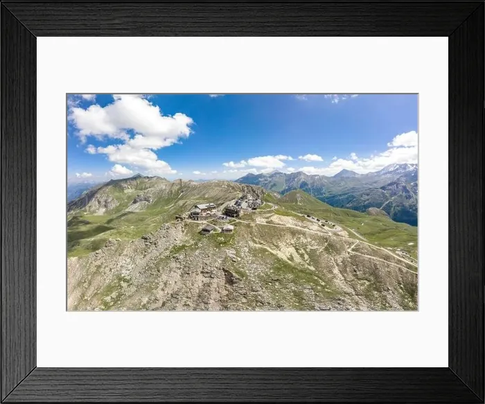 Framed Print : Grossglockner, Austria - Aug 8, 2020: Aerial panoramic view of Edelweissspitze view point in sunny summer Framed Print : Grossglockner, Austria - Aug 8, 2020: Aerial panoramic view of Edelweissspitze view point in sunny summer