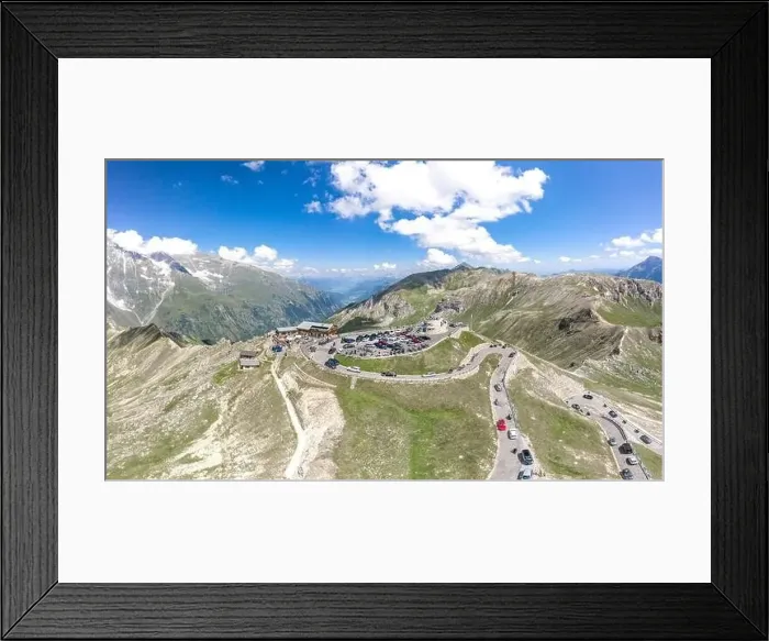 Framed Print : Grossglockner, Austria - Aug 8, 2020: Aerial panoramic view of Edelweissspitze view point in sunny summer Framed Print : Grossglockner, Austria - Aug 8, 2020: Aerial panoramic view of Edelweissspitze view point in sunny summer