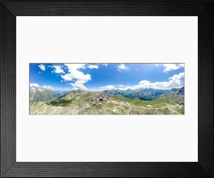 Framed Print : Grossglockner, Austria - Aug 8, 2020: Aerial Panoramic view of Edelweissspitze view point in sunny summer Framed Print : Grossglockner, Austria - Aug 8, 2020: Aerial Panoramic view of Edelweissspitze view point in sunny summer