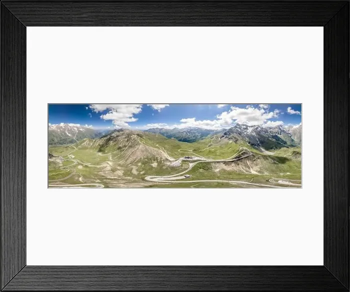 Framed Print : 360 aerial panoramic view of serpentine high alpine road in Grossglockner Edelweissspitze in Austria Framed Print : 360 aerial panoramic view of serpentine high alpine road in Grossglockner Edelweissspitze in Austria