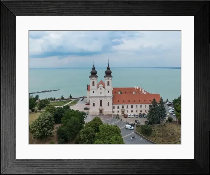 Framed Print : Aerial photo shows the historical Benedictine monastery of Tihany Framed Print : Aerial photo shows the historical Benedictine monastery of Tihany