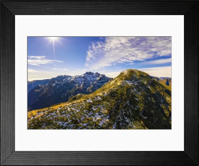 Framed Print : Aerial view of the footpath to mount Pico Ruivo in Madeira, Portugal Framed Print : Aerial view of the footpath to mount Pico Ruivo in Madeira, Portugal