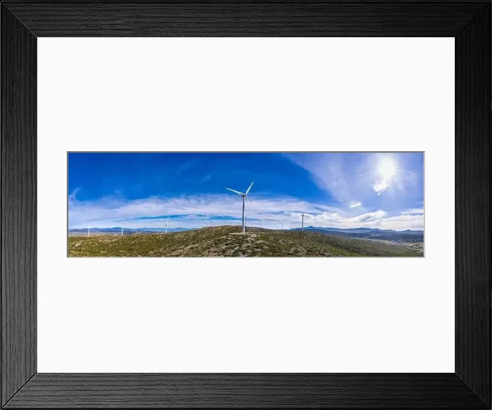 Framed Print : Wind turbines on the hill. Wind farm panorama Framed Print : Wind turbines on the hill. Wind farm panorama