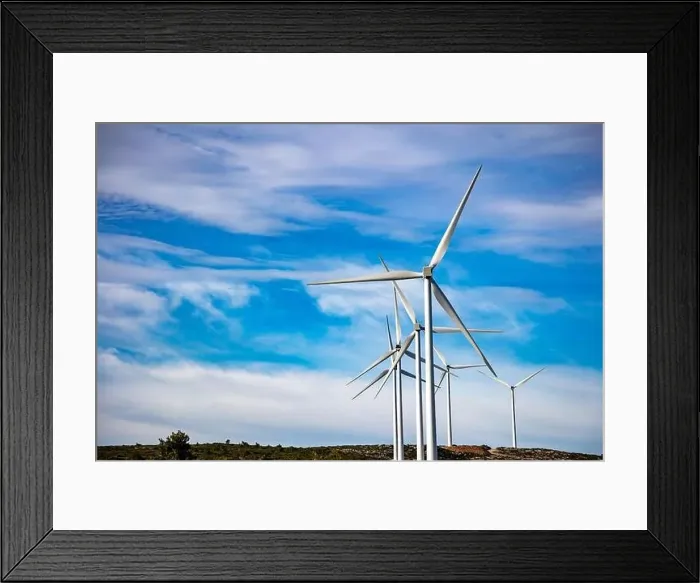 Framed Print : Wind farm. Wind turbines on the hill Framed Print : Wind farm. Wind turbines on the hill